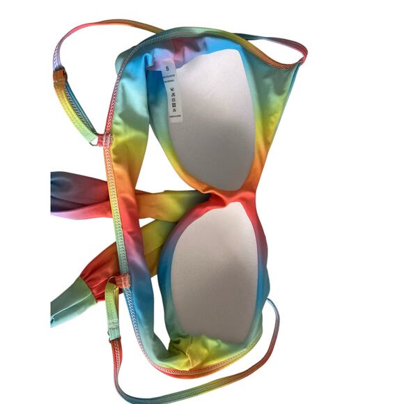 Amazon rainbow gradient tie dye padded push up bikini top size small - Picture 7 of 8